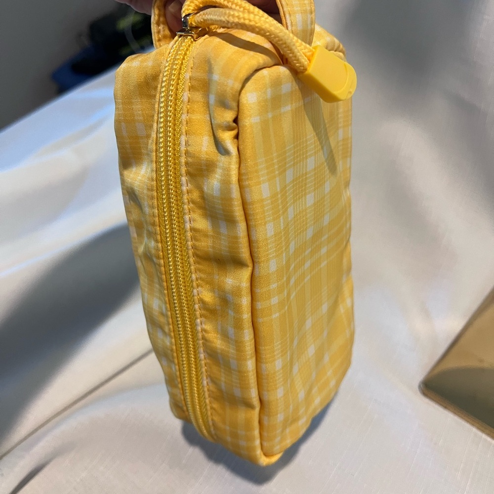 CANVAS Pencil, Eyeglass Case or Cosmetic Bag NWOT Yellow Plaid Zippered Pouch - Picture 2 of 6